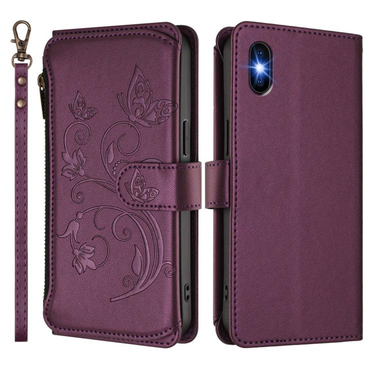 Butterfly Love Flower Multi-card Zipper Wallet Leather Phone Case, For iPhone X / XS, For iPhone XR, For iPhone XS Max