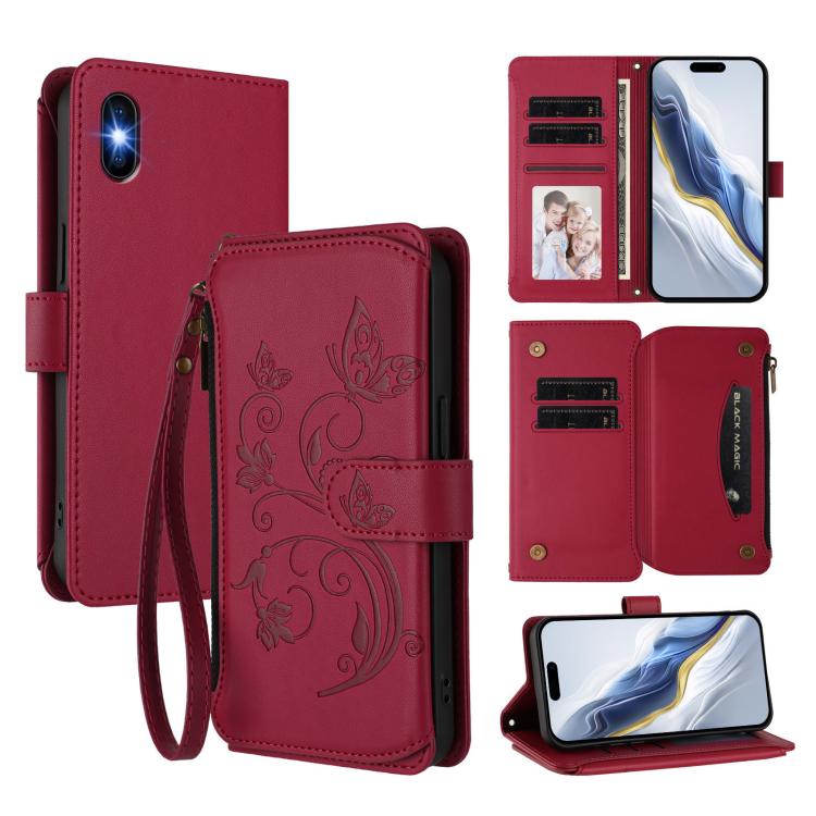 Butterfly Love Flower Multi-card Zipper Wallet Leather Phone Case, For iPhone X / XS, For iPhone XR, For iPhone XS Max