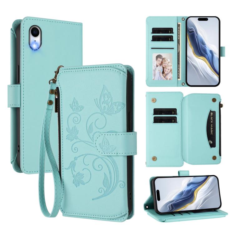 Butterfly Love Flower Multi-card Zipper Wallet Leather Phone Case, For iPhone X / XS, For iPhone XR, For iPhone XS Max