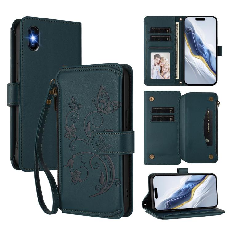 Butterfly Love Flower Multi-card Zipper Wallet Leather Phone Case, For iPhone X / XS, For iPhone XR, For iPhone XS Max