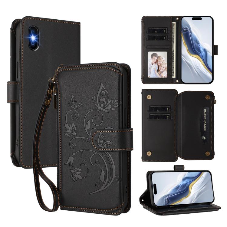 Butterfly Love Flower Multi-card Zipper Wallet Leather Phone Case, For iPhone X / XS, For iPhone XR, For iPhone XS Max