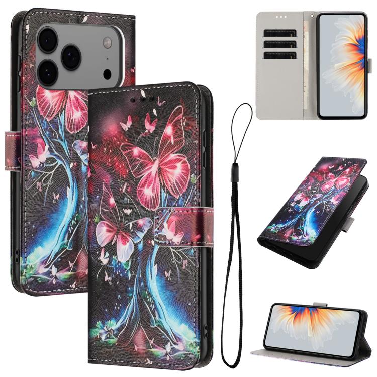Color Drawing Pattern Leather Phone Case, For iPhone 17 Pro Max, For iPhone 17 Pro, For iPhone 17