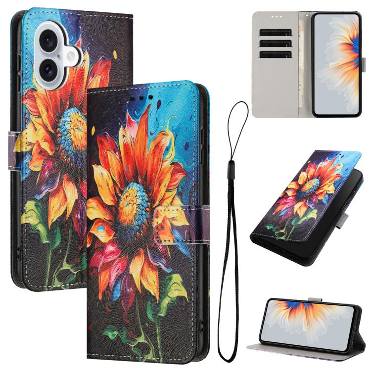 Color Drawing Pattern Leather Phone Case, For iPhone 17 Pro Max, For iPhone 17 Pro, For iPhone 17