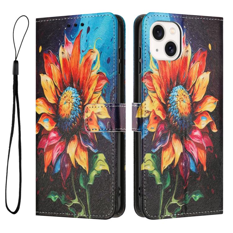 Color Drawing Pattern Leather Phone Case, For iPhone 15, For iPhone 14 / 13, For iPhone 14 Pro