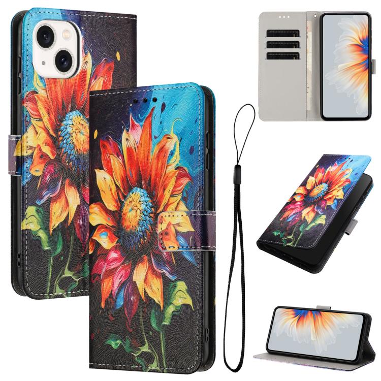 Color Drawing Pattern Leather Phone Case, For iPhone 15, For iPhone 14 / 13, For iPhone 14 Pro