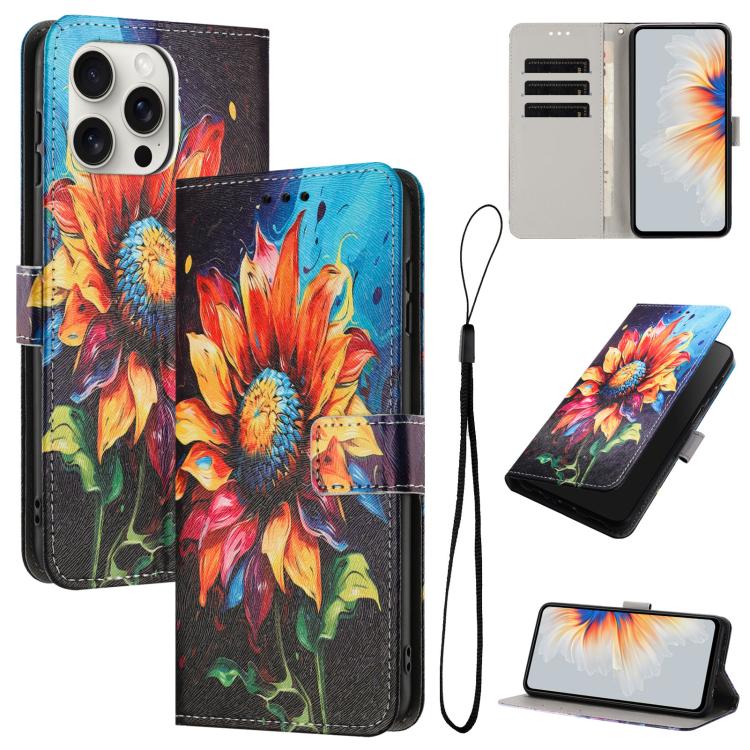 Color Drawing Pattern Leather Phone Case, For iPhone 13 Pro, For iPhone 13 mini, For iPhone 12 / 12 Pro