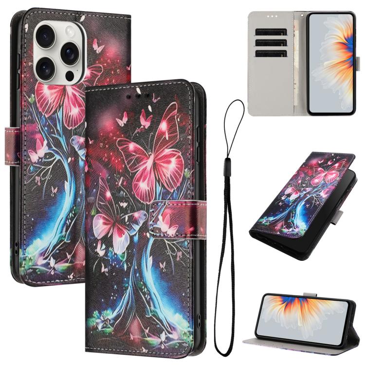 Color Drawing Pattern Leather Phone Case, For iPhone 13 Pro, For iPhone 13 mini, For iPhone 12 / 12 Pro