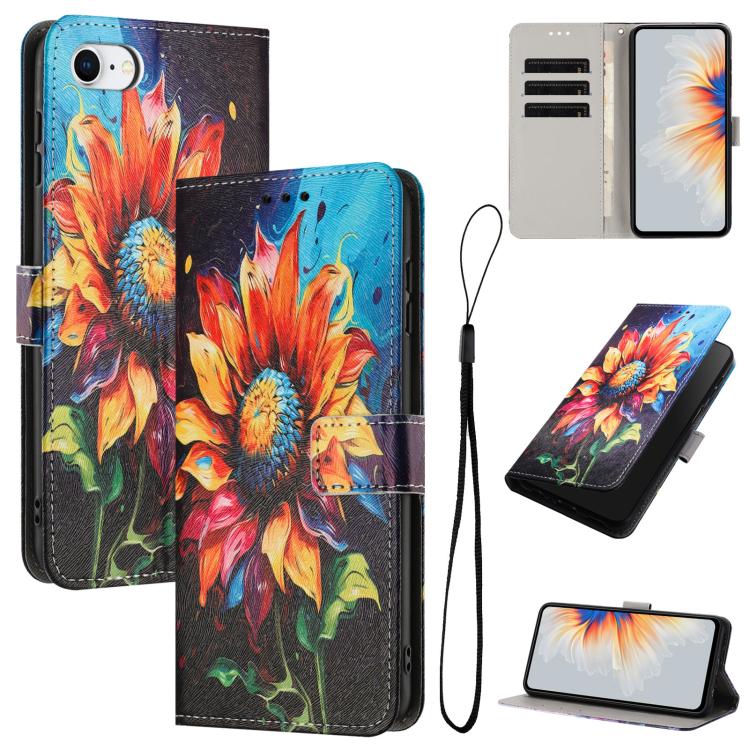 Color Drawing Pattern Leather Phone Case, For iPhone 14 Pro Max, For iPhone SE 2022 / 2020 / 8 / 7, For iPhone 13 Pro Max