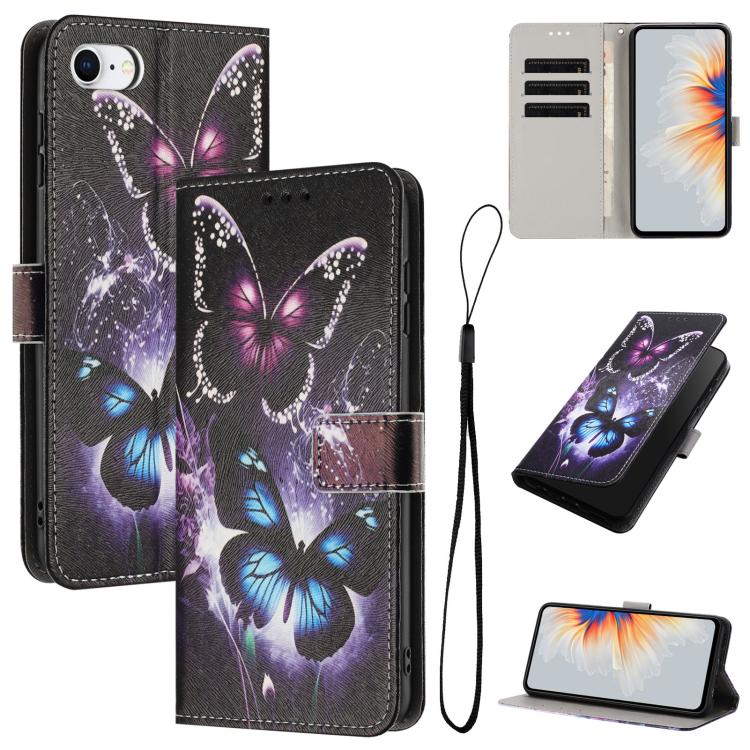 Color Drawing Pattern Leather Phone Case, For iPhone 14 Pro Max, For iPhone SE 2022 / 2020 / 8 / 7, For iPhone 13 Pro Max