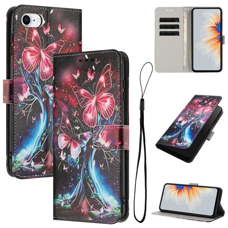 Color Drawing Pattern Leather Phone Case, For iPhone 14 Pro Max, For iPhone SE 2022 / 2020 / 8 / 7, For iPhone 13 Pro Max