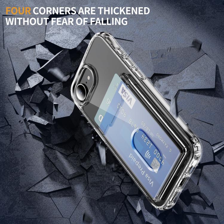 Crystal Clear Card Slot PC Hybrid TPU Phone Case, For iPhone 17 Pro Max, For iPhone 17 Pro, For iPhone 17, For iPhone 17 Air, For iPhone 16e