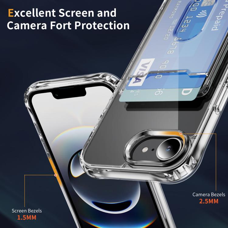 Crystal Clear Card Slot PC Hybrid TPU Phone Case, For iPhone 17 Pro Max, For iPhone 17 Pro, For iPhone 17, For iPhone 17 Air, For iPhone 16e