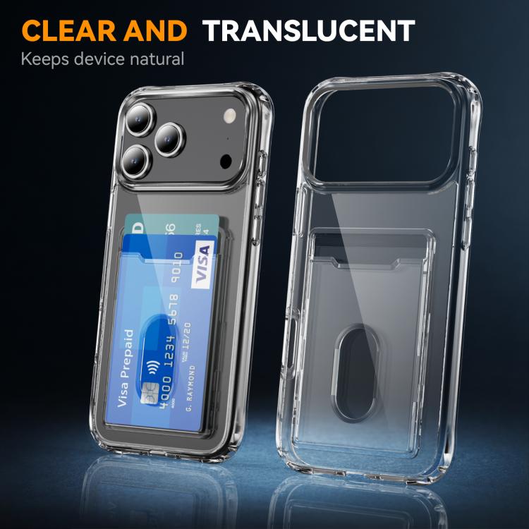 Crystal Clear Card Slot PC Hybrid TPU Phone Case, For iPhone 17 Pro Max, For iPhone 17 Pro, For iPhone 17, For iPhone 17 Air, For iPhone 16e
