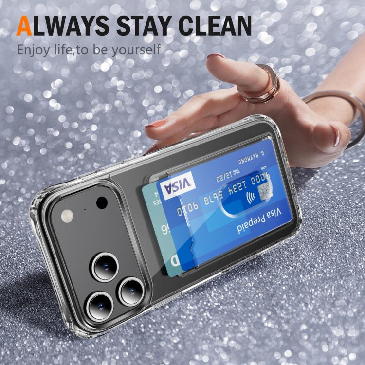 Crystal Clear Card Slot PC Hybrid TPU Phone Case, For iPhone 17 Pro Max, For iPhone 17 Pro, For iPhone 17, For iPhone 17 Air, For iPhone 16e