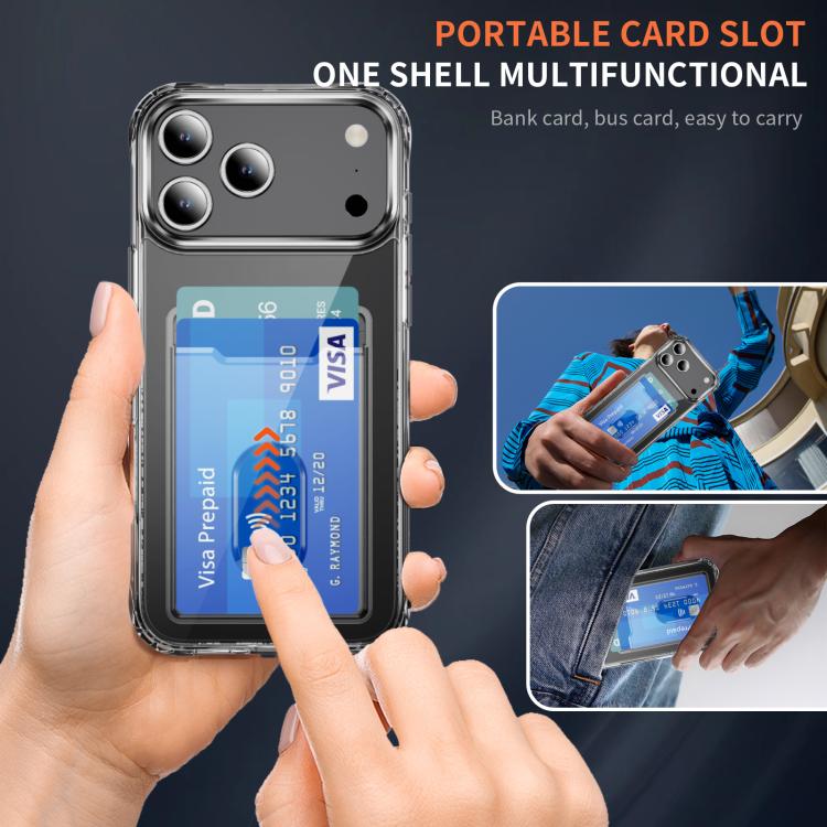 Crystal Clear Card Slot PC Hybrid TPU Phone Case, For iPhone 17 Pro Max, For iPhone 17 Pro, For iPhone 17, For iPhone 17 Air, For iPhone 16e
