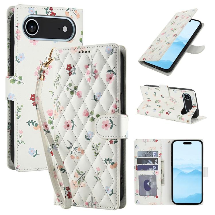 Flower Pattern Buckle Leather Phone Case with Lanyard, For iPhone 17 Pro Max, For iPhone 17 Pro, For iPhone 17, For iPhone 17 Air