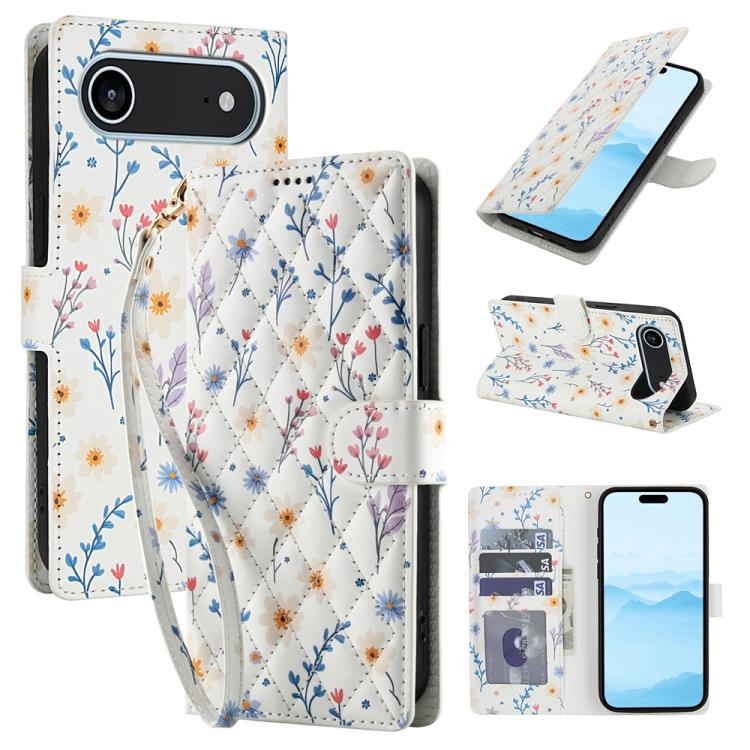 Flower Pattern Buckle Leather Phone Case with Lanyard, For iPhone 17 Pro Max, For iPhone 17 Pro, For iPhone 17, For iPhone 17 Air