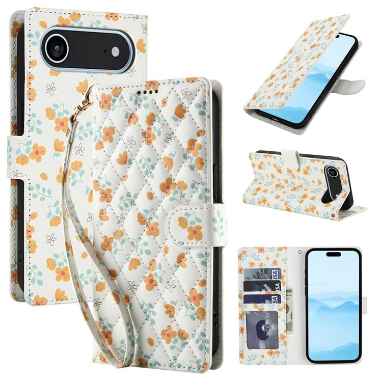 Flower Pattern Buckle Leather Phone Case with Lanyard, For iPhone 17 Pro Max, For iPhone 17 Pro, For iPhone 17, For iPhone 17 Air