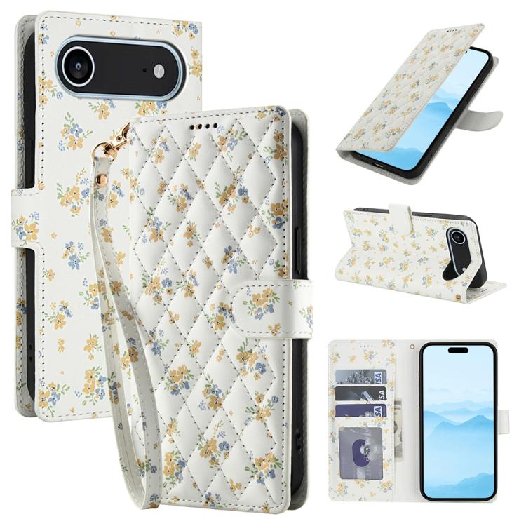 Flower Pattern Buckle Leather Phone Case with Lanyard, For iPhone 17 Pro Max, For iPhone 17 Pro, For iPhone 17, For iPhone 17 Air