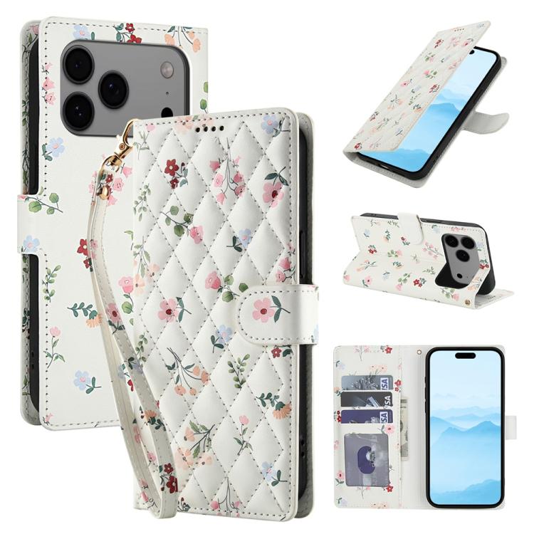 Flower Pattern Buckle Leather Phone Case with Lanyard, For iPhone 17 Pro Max, For iPhone 17 Pro, For iPhone 17, For iPhone 17 Air