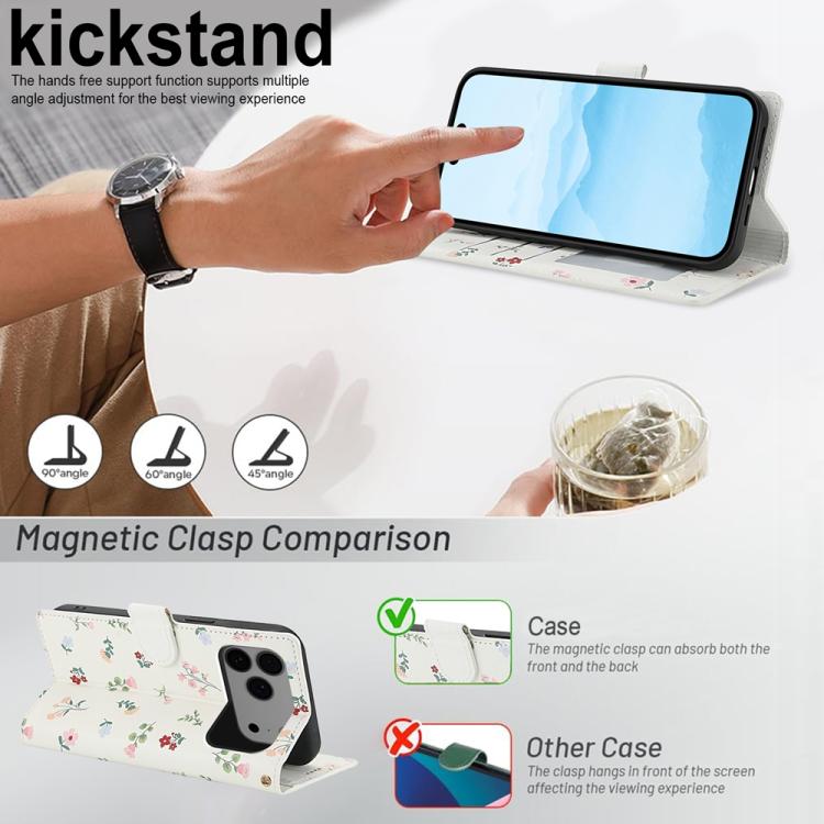 Flower Pattern Buckle Leather Phone Case with Lanyard, For iPhone 17 Pro Max, For iPhone 17 Pro, For iPhone 17, For iPhone 17 Air