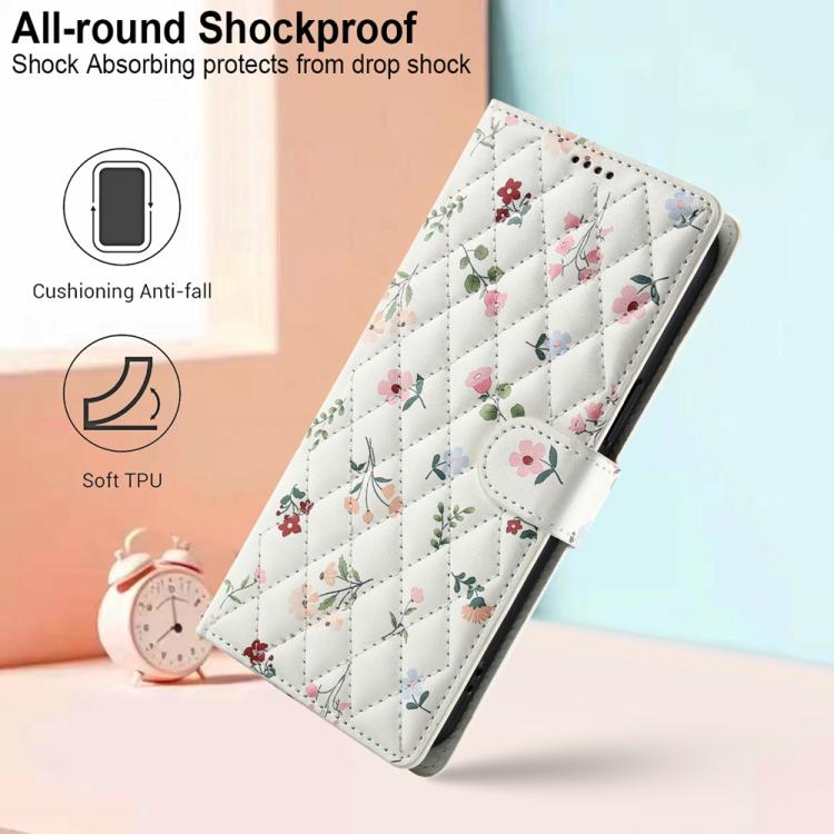 Flower Pattern Buckle Leather Phone Case with Lanyard, For iPhone 15, For iPhone 14 / 13, For iPhone 14 Pro, For iPhone 14 Pro Max