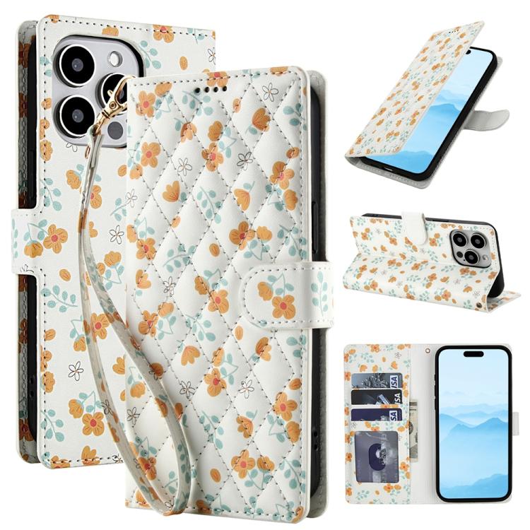 Flower Pattern Buckle Leather Phone Case with Lanyard, For iPhone SE 2022 / SE 2020 / 8 / 7, For iPhone 13 Pro Max, For iPhone 13 Pro, For iPhone 13 mini