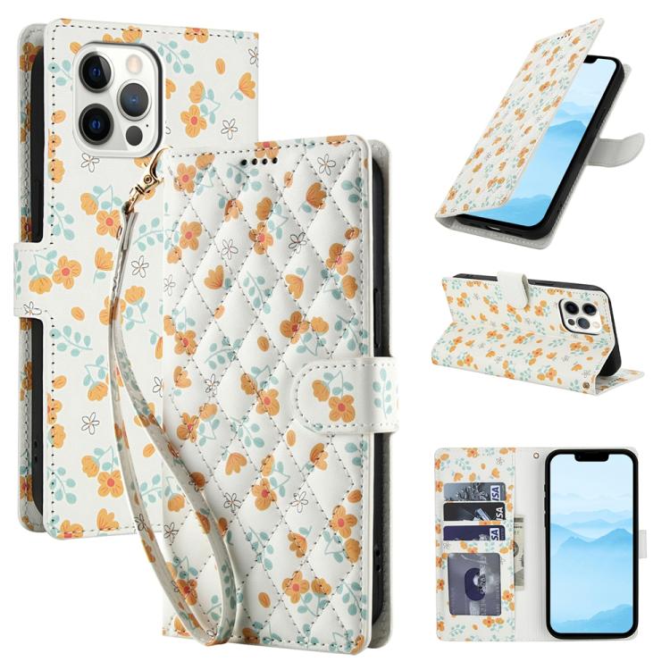 Flower Pattern Buckle Leather Phone Case with Lanyard, For iPhone 12 / 12 Pro, For iPhone 12 Pro Max, For iPhone 12 mini, For iPhone 11 Pro Max