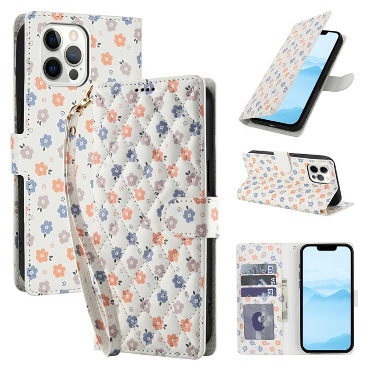 Flower Pattern Buckle Leather Phone Case with Lanyard, For iPhone 12 / 12 Pro, For iPhone 12 Pro Max, For iPhone 12 mini, For iPhone 11 Pro Max