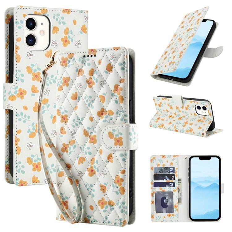 Flower Pattern Buckle Leather Phone Case with Lanyard, For iPhone 12 / 12 Pro, For iPhone 12 Pro Max, For iPhone 12 mini, For iPhone 11 Pro Max