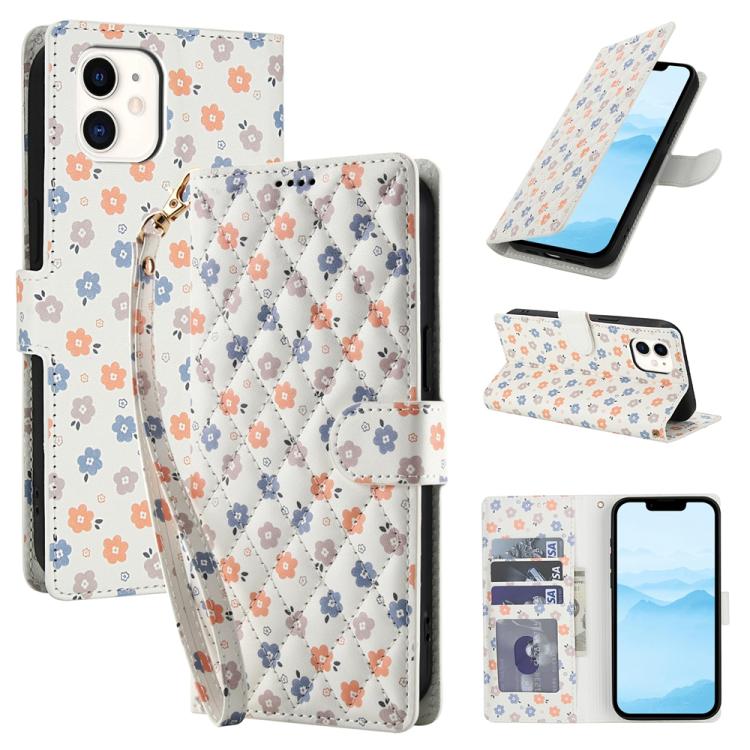 Flower Pattern Buckle Leather Phone Case with Lanyard, For iPhone 12 / 12 Pro, For iPhone 12 Pro Max, For iPhone 12 mini, For iPhone 11 Pro Max