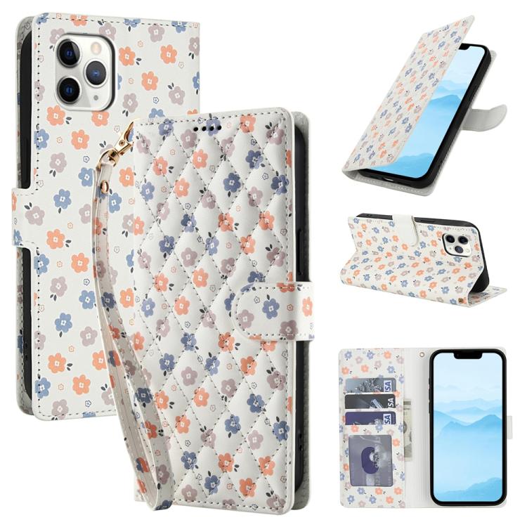 Flower Pattern Buckle Leather Phone Case with Lanyard, For iPhone 12 / 12 Pro, For iPhone 12 Pro Max, For iPhone 12 mini, For iPhone 11 Pro Max