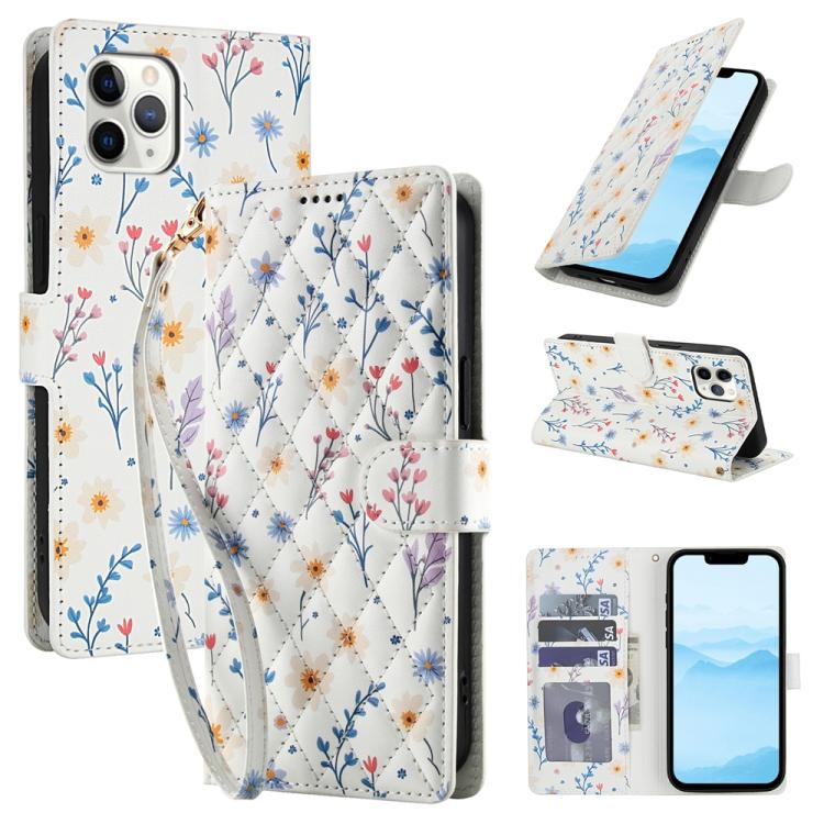 Flower Pattern Buckle Leather Phone Case with Lanyard, For iPhone 11, For iPhone 11 Pro, For iPhone X / XS, For iPhone XR