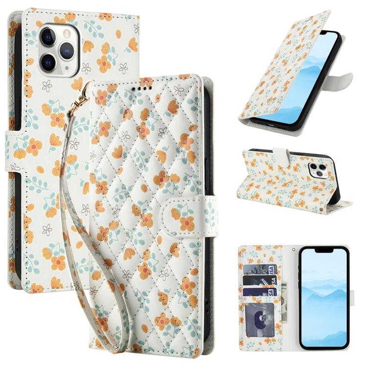 Flower Pattern Buckle Leather Phone Case with Lanyard, For iPhone 11, For iPhone 11 Pro, For iPhone X / XS, For iPhone XR