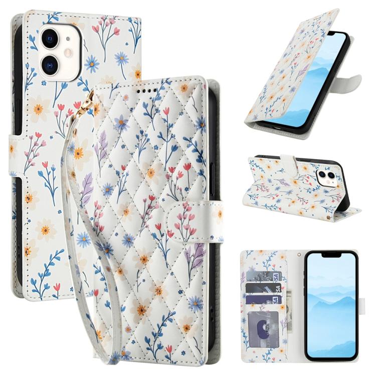 Flower Pattern Buckle Leather Phone Case with Lanyard, For iPhone 11, For iPhone 11 Pro, For iPhone X / XS, For iPhone XR