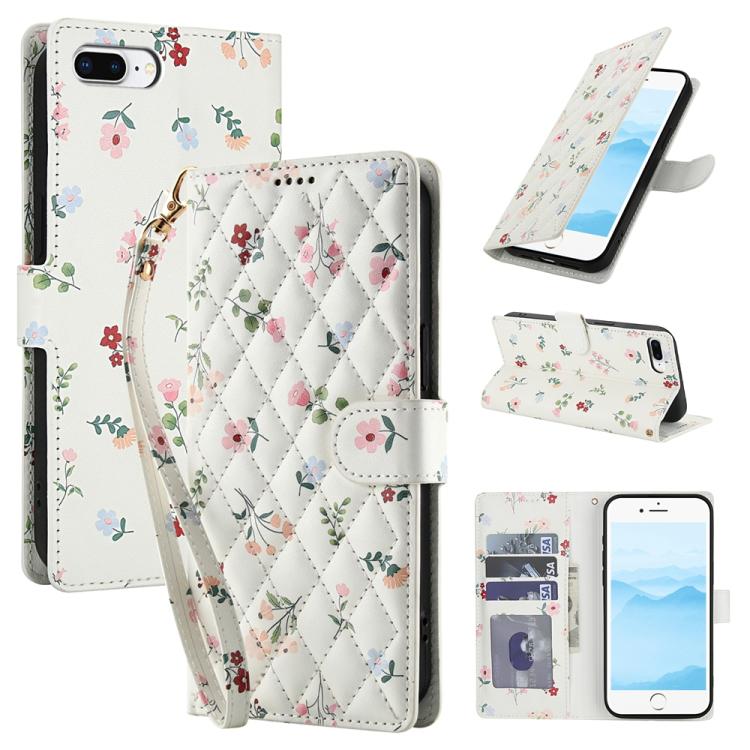 Flower Pattern Buckle Leather Phone Case with Lanyard, For iPhone XS Max, For iPhone 8 Plus / 7 Plus / 6 Plus