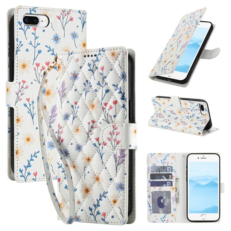 Flower Pattern Buckle Leather Phone Case with Lanyard, For iPhone XS Max, For iPhone 8 Plus / 7 Plus / 6 Plus