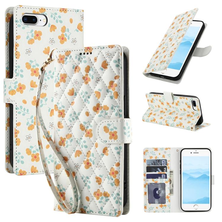 Flower Pattern Buckle Leather Phone Case with Lanyard, For iPhone XS Max, For iPhone 8 Plus / 7 Plus / 6 Plus