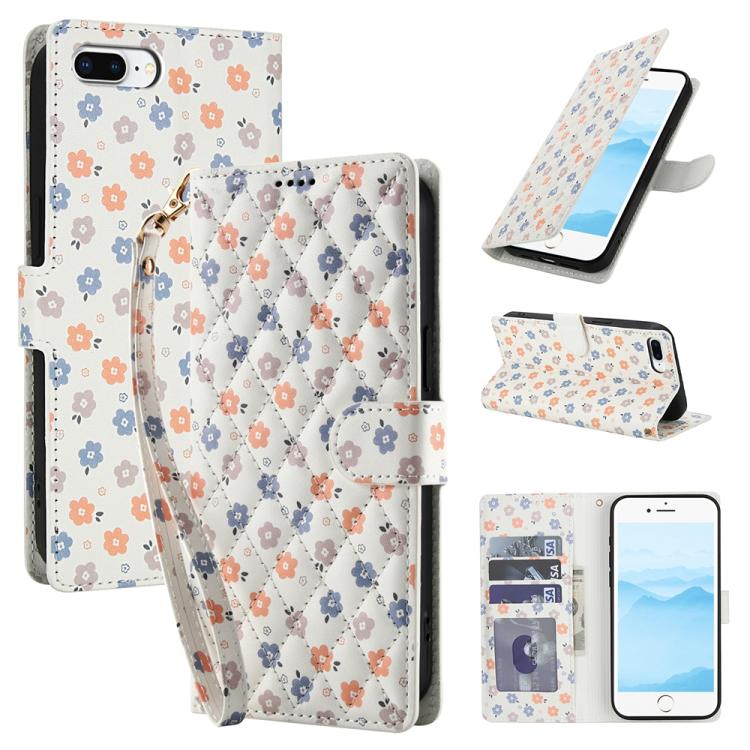 Flower Pattern Buckle Leather Phone Case with Lanyard, For iPhone XS Max, For iPhone 8 Plus / 7 Plus / 6 Plus