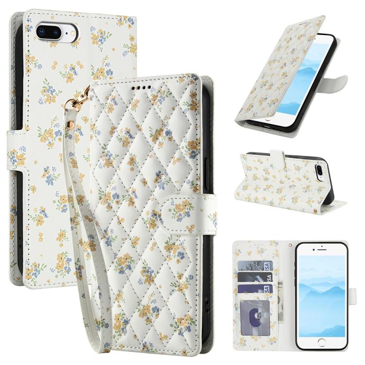 Flower Pattern Buckle Leather Phone Case with Lanyard, For iPhone XS Max, For iPhone 8 Plus / 7 Plus / 6 Plus