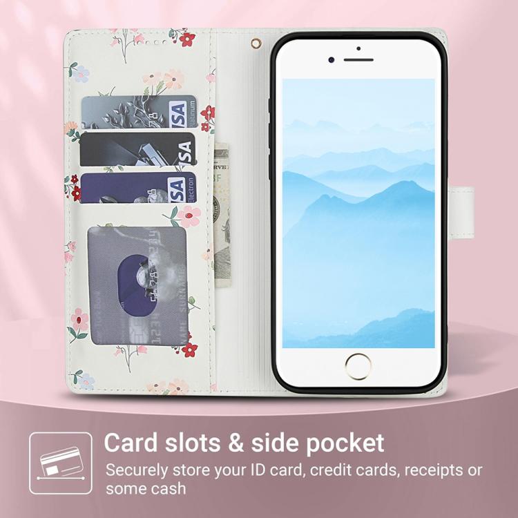 Flower Pattern Buckle Leather Phone Case with Lanyard, For iPhone SE 2022 / SE 2020 / 8 / 7, For iPhone 13 Pro Max, For iPhone 13 Pro, For iPhone 13 mini