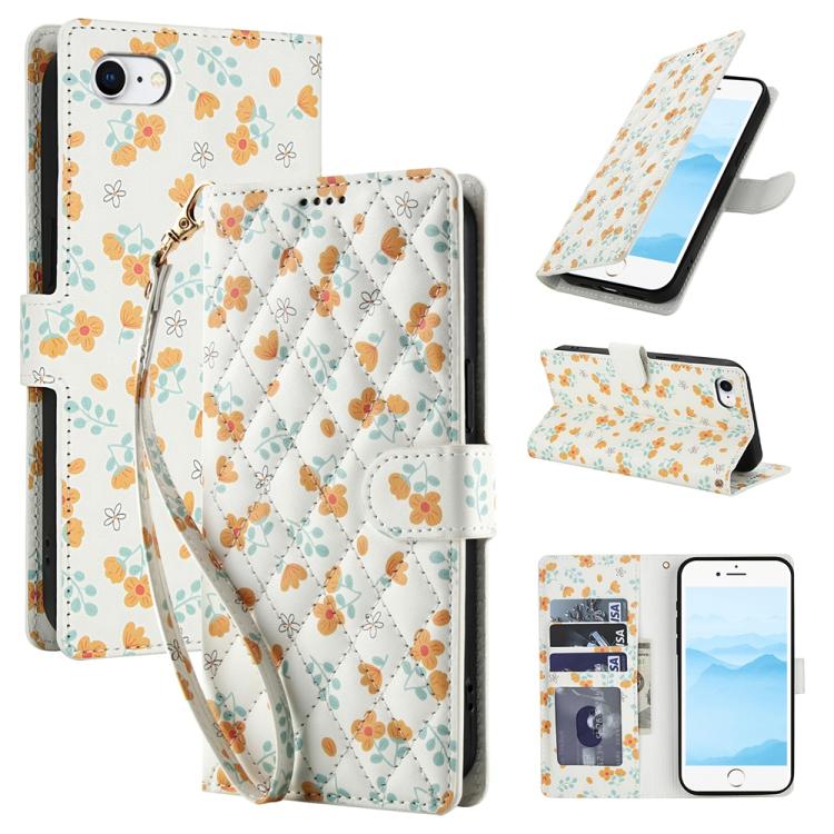 Flower Pattern Buckle Leather Phone Case with Lanyard, For iPhone SE 2022 / SE 2020 / 8 / 7, For iPhone 13 Pro Max, For iPhone 13 Pro, For iPhone 13 mini