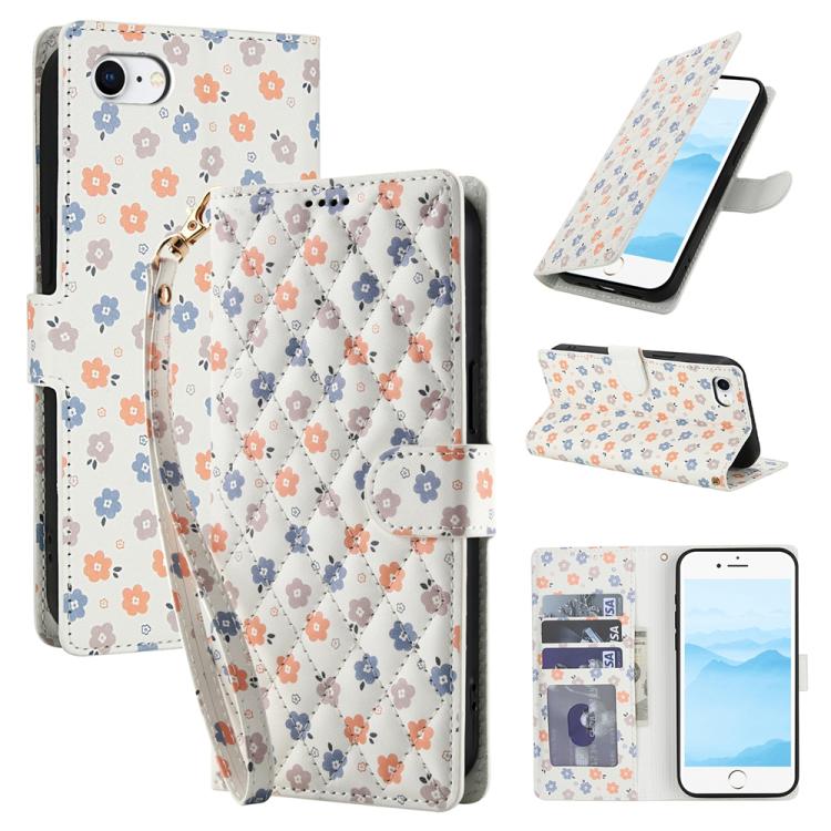 Flower Pattern Buckle Leather Phone Case with Lanyard, For iPhone SE 2022 / SE 2020 / 8 / 7, For iPhone 13 Pro Max, For iPhone 13 Pro, For iPhone 13 mini