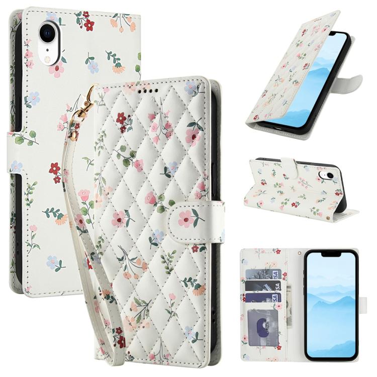 Flower Pattern Buckle Leather Phone Case with Lanyard, For iPhone 11, For iPhone 11 Pro, For iPhone X / XS, For iPhone XR