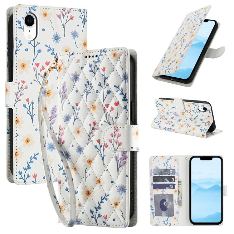 Flower Pattern Buckle Leather Phone Case with Lanyard, For iPhone 11, For iPhone 11 Pro, For iPhone X / XS, For iPhone XR