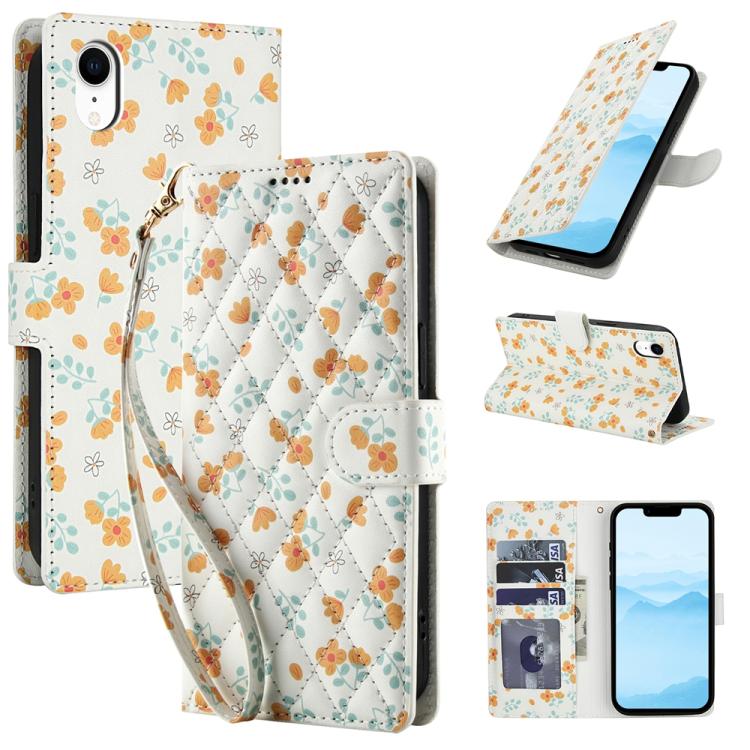 Flower Pattern Buckle Leather Phone Case with Lanyard, For iPhone 11, For iPhone 11 Pro, For iPhone X / XS, For iPhone XR