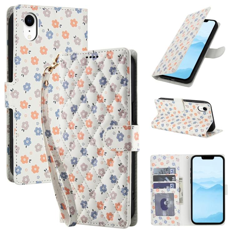 Flower Pattern Buckle Leather Phone Case with Lanyard, For iPhone 11, For iPhone 11 Pro, For iPhone X / XS, For iPhone XR