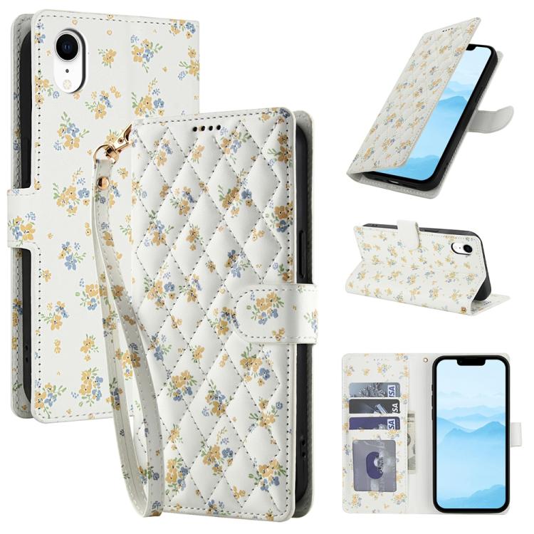 Flower Pattern Buckle Leather Phone Case with Lanyard, For iPhone 11, For iPhone 11 Pro, For iPhone X / XS, For iPhone XR