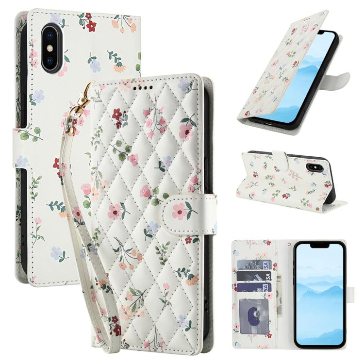 Flower Pattern Buckle Leather Phone Case with Lanyard, For iPhone XS Max, For iPhone 8 Plus / 7 Plus / 6 Plus