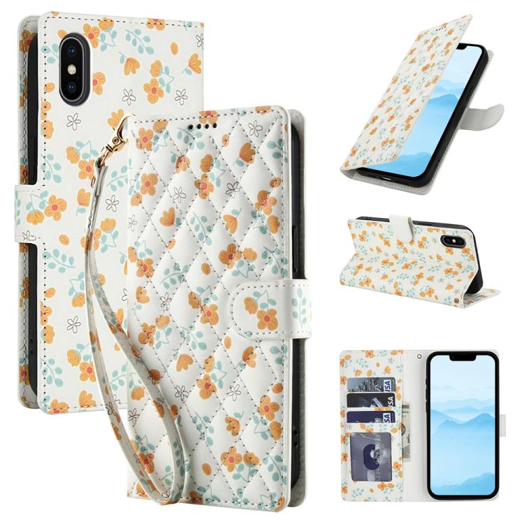 Flower Pattern Buckle Leather Phone Case with Lanyard, For iPhone XS Max, For iPhone 8 Plus / 7 Plus / 6 Plus